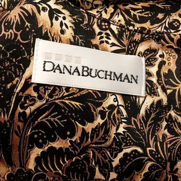 Vintage 100% Silk Gold & Black 'Baroque' Print Blouse - Picture 5 of 6